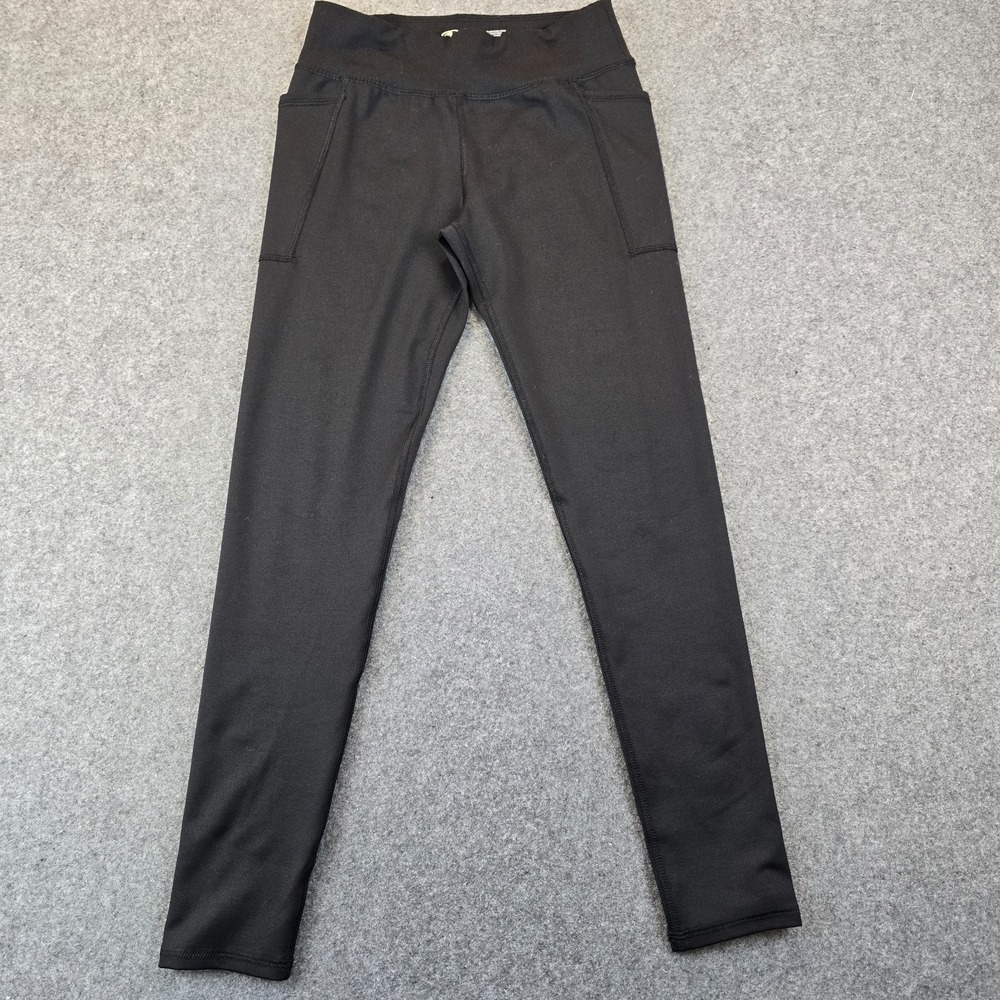 Athletic Works Leggings Girls L 10 12 Black Stretch High Waist Moisture Wicking